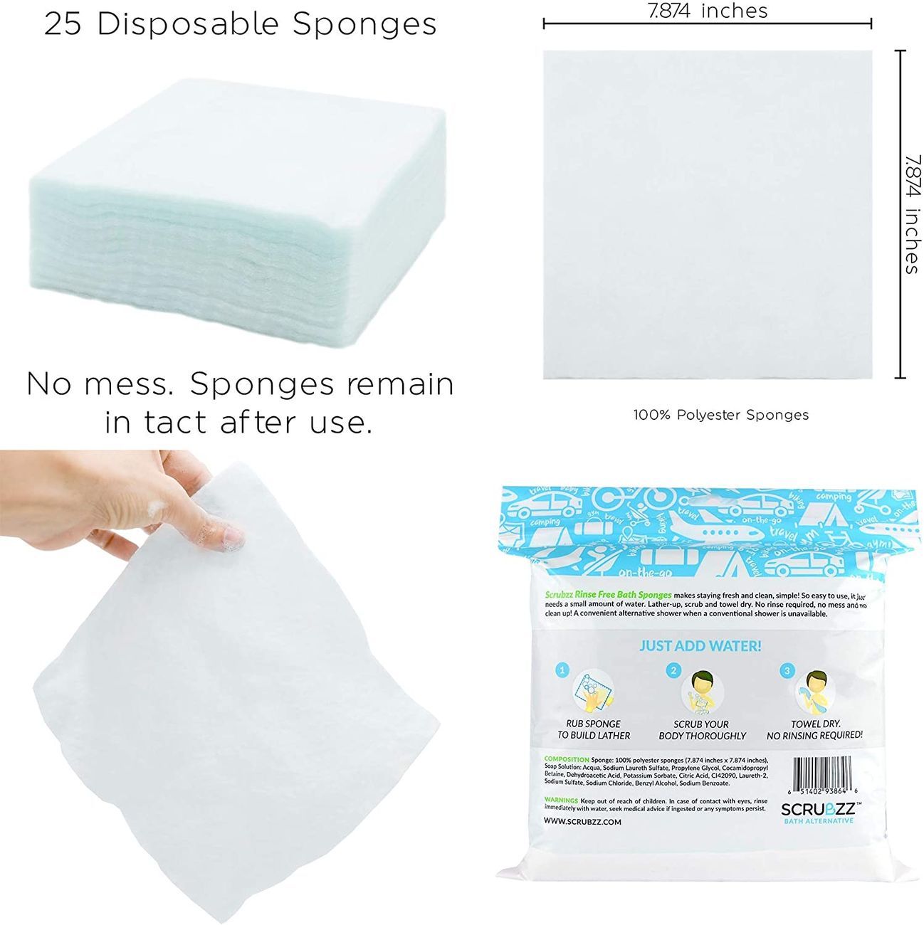 Bath sponges rinse free pk/25